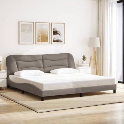 Cadru de pat fără saltea, gri taupe, 200x200 cm, textil GartenMobel Dekor