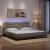 Cadru de pat cu lumini LED, gri taupe, 200x200 cm, textil GartenMobel Dekor