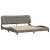 Cadru de pat cu lumini LED, gri taupe, 200x200 cm, textil GartenMobel Dekor
