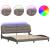 Cadru de pat cu lumini LED, gri taupe, 200x200 cm, textil GartenMobel Dekor