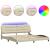 Cadru de pat cu lumini LED, crem, 200x200 cm, textil GartenMobel Dekor