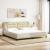 Cadru de pat cu lumini LED, crem, 200x200 cm, textil GartenMobel Dekor
