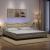 Cadru de pat cu lumini LED, crem, 200x200 cm, textil GartenMobel Dekor
