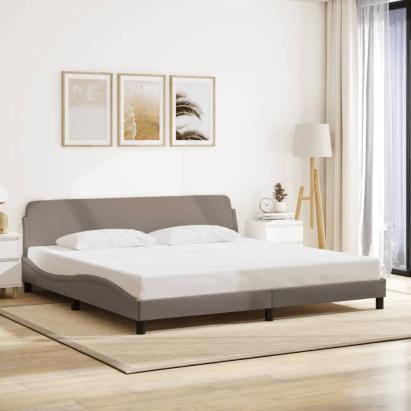 Cadru de pat fără saltea, gri taupe, 200x200 cm, textil GartenMobel Dekor