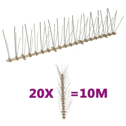Set bandă cu țepi antipăsări cu 5 rânduri 20 buc. plastic 10 m GartenMobel Dekor