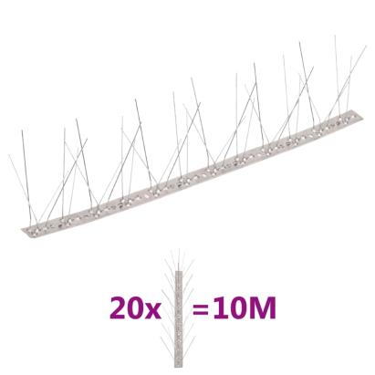 Set bandă cu țepi antipăsări cu 5 rânduri, 20 buc., oțel, 10 m GartenMobel Dekor