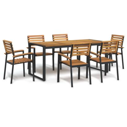 Set mobilier de grădină, 7 piese, lemn masiv de acacia și metal GartenMobel Dekor