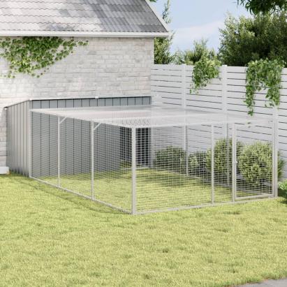 Cușcă câine cu țarc antracit 197x396x110 cm oțel galvanizat GartenMobel Dekor