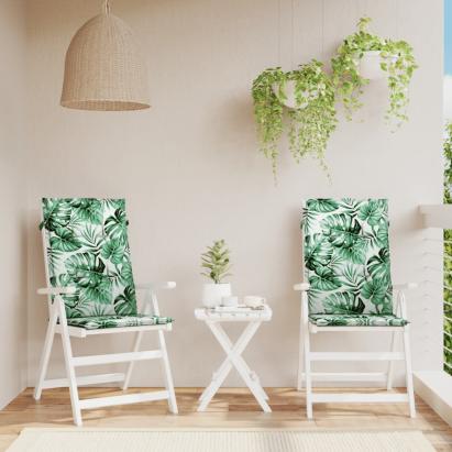 Perne de scaun spătar înalt, 2 buc., model frunze, textil GartenMobel Dekor