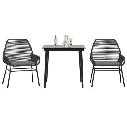 Set de sufragerie de grădină 3 piese neagră GartenMobel Dekor