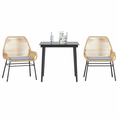 Set mobilier de grădină cu perne 3 piese maro sticlă polirattan GartenMobel Dekor