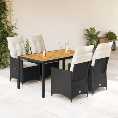 Set mobilier de grădină cu perne, 5 piese, negru, poliratan GartenMobel Dekor