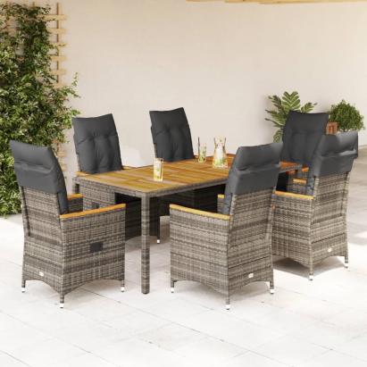 Set mobilier de grădină cu perne, 7 piese, gri, poliratan GartenMobel Dekor