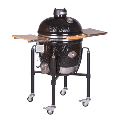 Grill ceramic cu cărbuni CLASSIC BBQ Guru-Serie 2.0 negru cu suport metalic, Monolith Essential GrillCooking