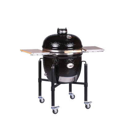 Grill ceramic cu cărbuni LeChef ProSerie 2.0 negru cu suport metalic, Monolith Essential GrillCooking