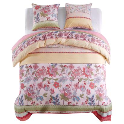 Set husă pilotă model floral/dungi roz 200x220/80x80 cm GartenMobel Dekor