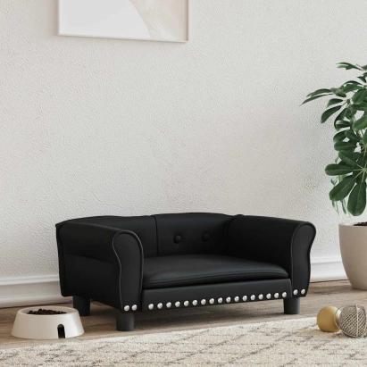Pat de câini, negru, 70x45x30 cm, piele ecologică GartenMobel Dekor