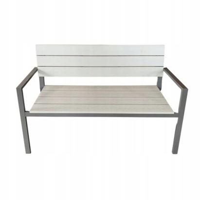 Banca de gradina, spatar plastic, structura otel, gri, 118x54x77 cm, Miruna GartenVIP DiyLine