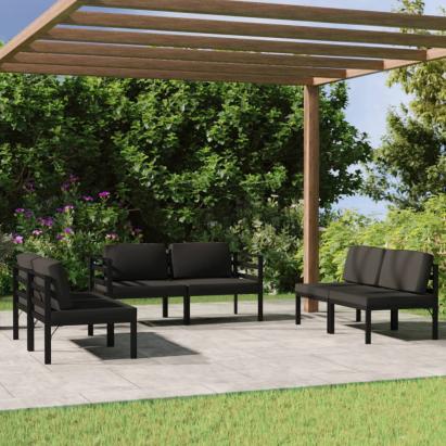 Set mobilier de grădină cu perne, 6 piese, antracit, aluminiu GartenMobel Dekor