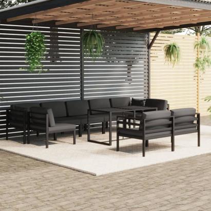Set mobilier relaxare grădină 10 piese perne aluminiu antracit GartenMobel Dekor