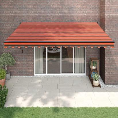 Copertină retractabilă automată, portocaliu și maro, 4,5x3 m GartenMobel Dekor
