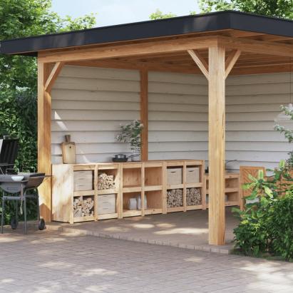 Dulapuri de bucătărie de exterior, 3 buc., lemn masiv de pin GartenMobel Dekor