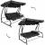 Balansoar gradina, Springos, 3 locuri, cu plasa insecte, gri, 215x125x165 cm, functie pat, max 280 kg GartenVIP DiyLine