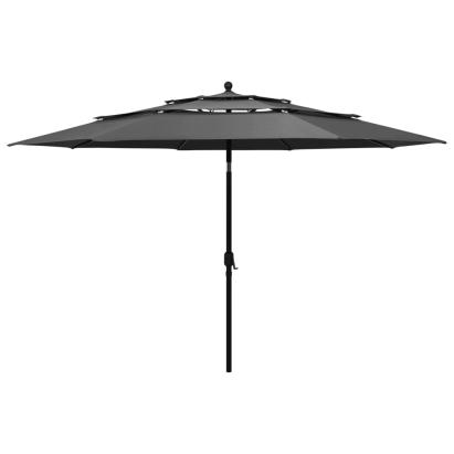 Umbrelă de grădină 3 niveluri, stâlp aluminiu, antracit, 3,5 m GartenMobel Dekor