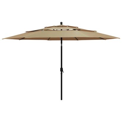 Umbrelă de grădină 3 niveluri, stâlp aluminiu, gri taupe, 3,5 m GartenMobel Dekor