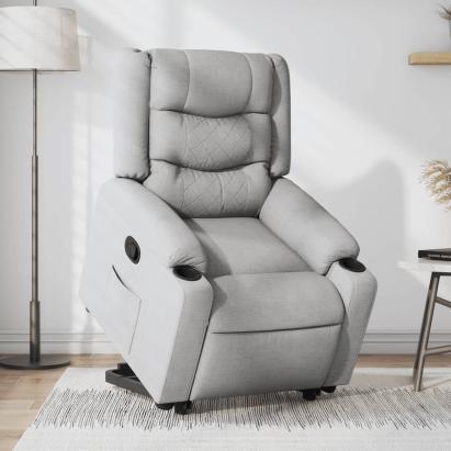 Fotoliu rabatabil cu ridicare, gri deschis, material textil GartenMobel Dekor
