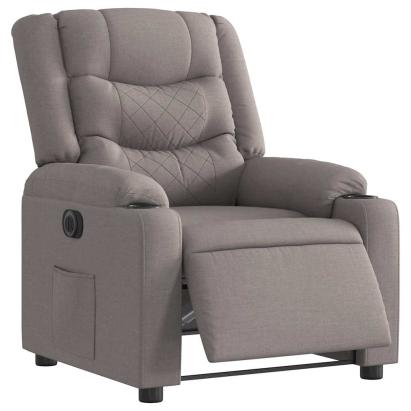 Fotoliu rabatabil electric, gri taupe, material textil GartenMobel Dekor