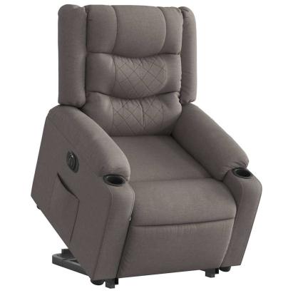 Fotoliu electric rabatabil cu ridicare, gri taupe, textil GartenMobel Dekor