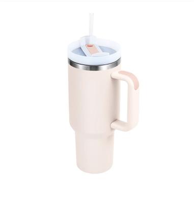 Cana termică inox cu paie, dublu perete - 1183ml alabstru deschis Handy KitchenServ