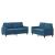 Set de canapele cu perne, 2 piese, albastru, catifea GartenMobel Dekor