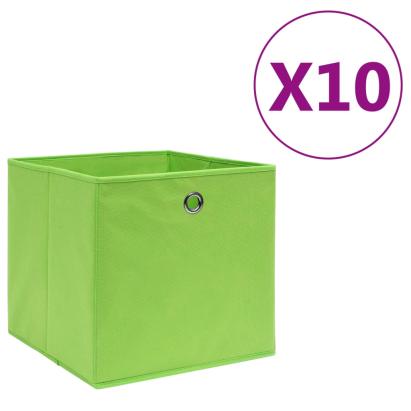 Cutii depozitare, 10 buc., verde, 28x28x28 cm, material nețesut GartenMobel Dekor