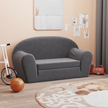 Canapea extensibilă de copii cu 2 locuri, antracit, pluș moale GartenMobel Dekor