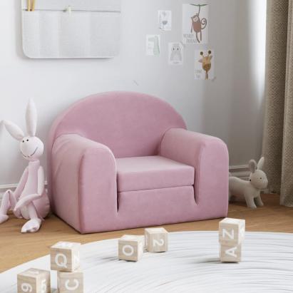 Canapea extensibilă pentru copii, roz, pluș moale GartenMobel Dekor