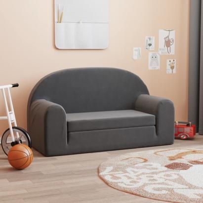 Canapea extensibilă de copii cu 2 locuri, antracit, pluș moale GartenMobel Dekor