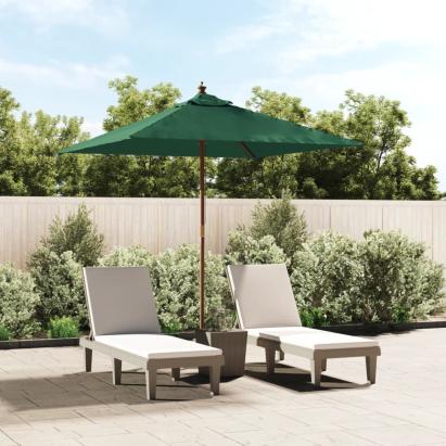 Umbrelă soare de grădină stâlp din lemn verde 198x198x231 cm GartenMobel Dekor