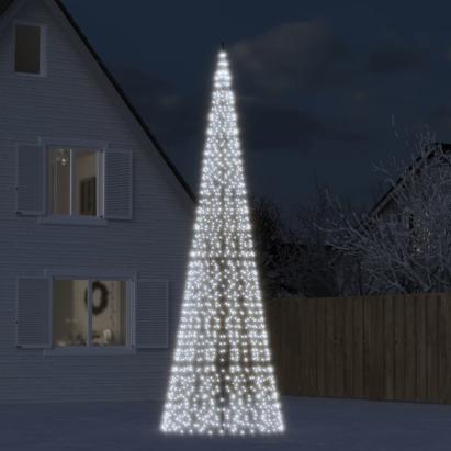Pom de Crăciun LED pe stâlp 1534 LED-uri Alb Rece 500 cm GartenMobel Dekor