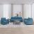 Set de canapele cu perne, 3 piese, albastru, catifea GartenMobel Dekor
