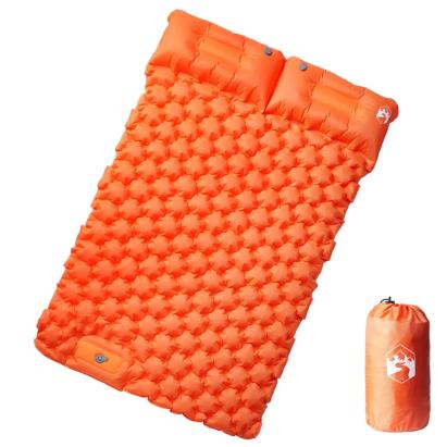 Saltea camping auto-gonflabilă cu perne, 2 persoane, portocaliu GartenMobel Dekor