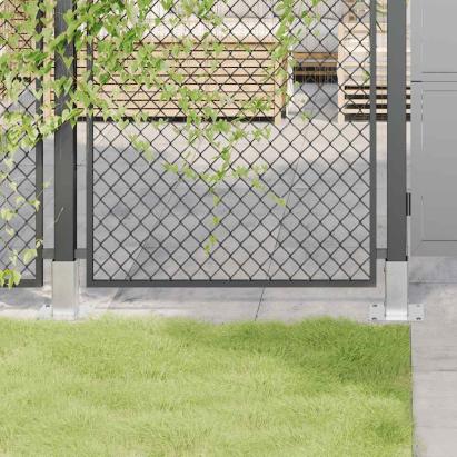 Baze stâlp pătrate 4 buc Argintiu 61x61 mm Oțel galvanizat GartenMobel Dekor