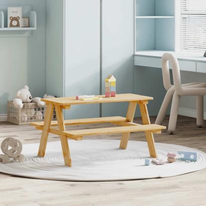 Masă pentru copii cu bănci „IRUN” 90x79,5x50 cm lemn masiv GartenMobel Dekor