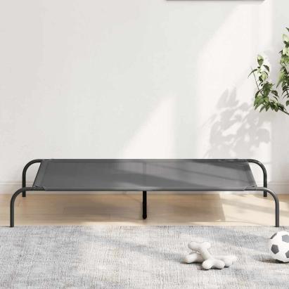 Pat înălțat pentru câini gri 130x80x20 cm Textilenă și oțel GartenMobel Dekor