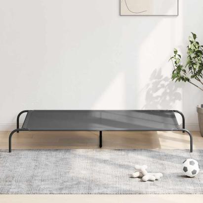 Pat înălțat pentru câini gri 150x90x20 cm Textilenă și oțel GartenMobel Dekor