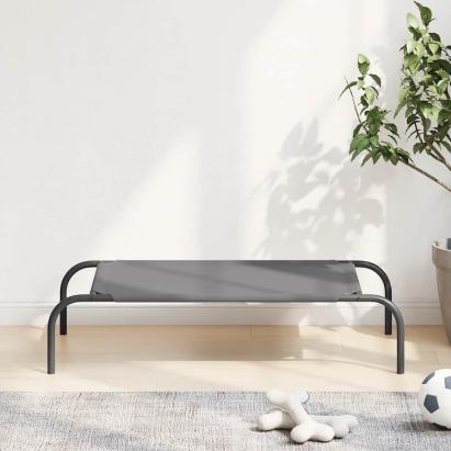 Pat înălțat pentru câini gri 90x50x20cm țesătură Oxford și oțel GartenMobel Dekor