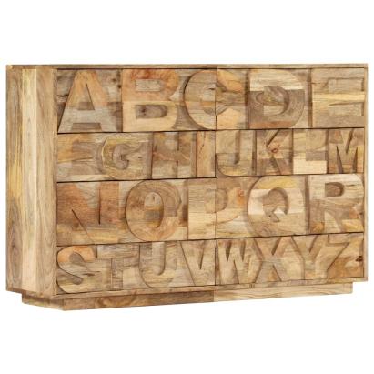 Comodă alfabet cu 6 sertare, 120x35x79 cm, lemn masiv de mango GartenMobel Dekor
