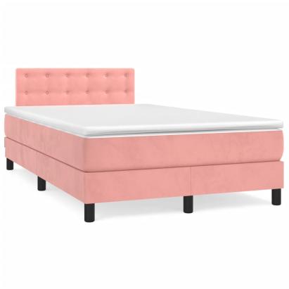 Pat box spring cu saltea, negru, 120x190 cm, catifea GartenMobel Dekor
