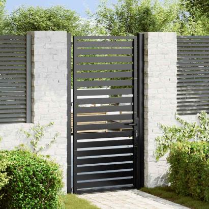 Poarta de gradina incuiata neagra 100x180 cm aluminiu GartenMobel Dekor